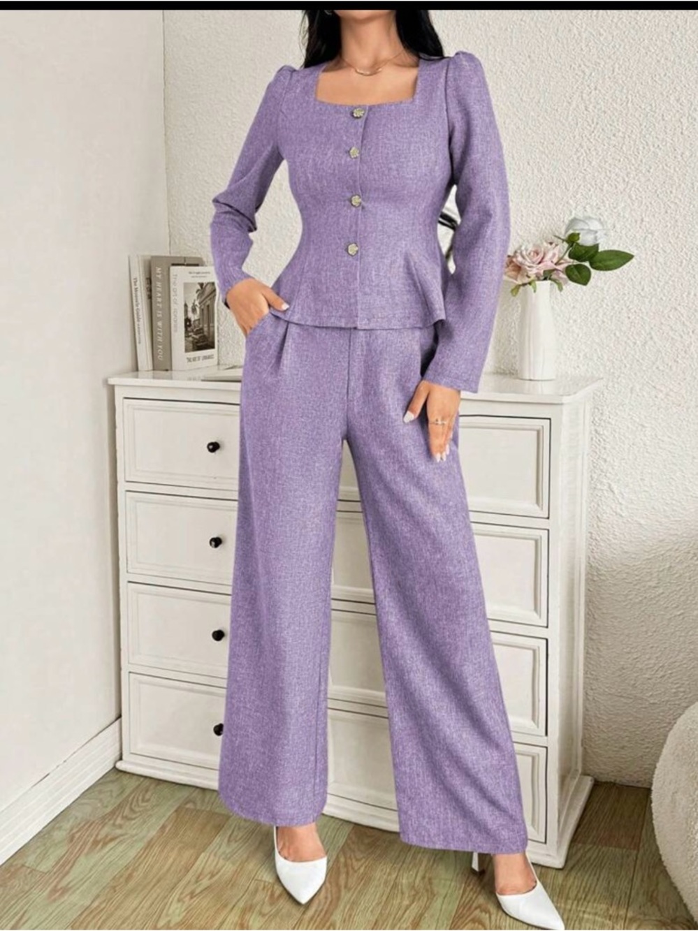 Lilac pastel purple tailored two-piece blazer suit